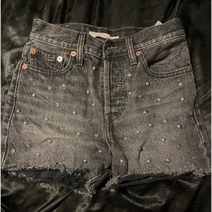 Studded Faded Black Wedgie Shorts